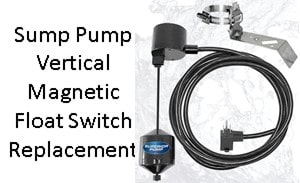 Pictured is a vertical magnetic float switch replacemnet for a sump pump.